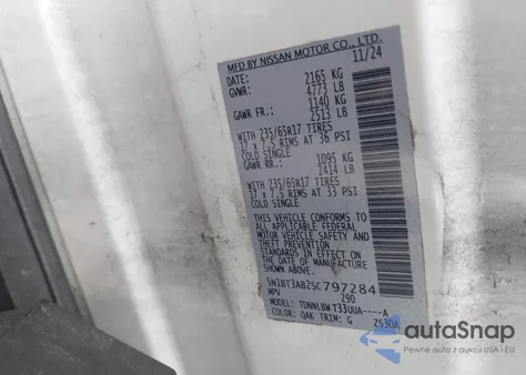 2025 Nissan Rogue S Intelligent Awd from USA, damaged, VIN 5N1BT3AB2SC797284